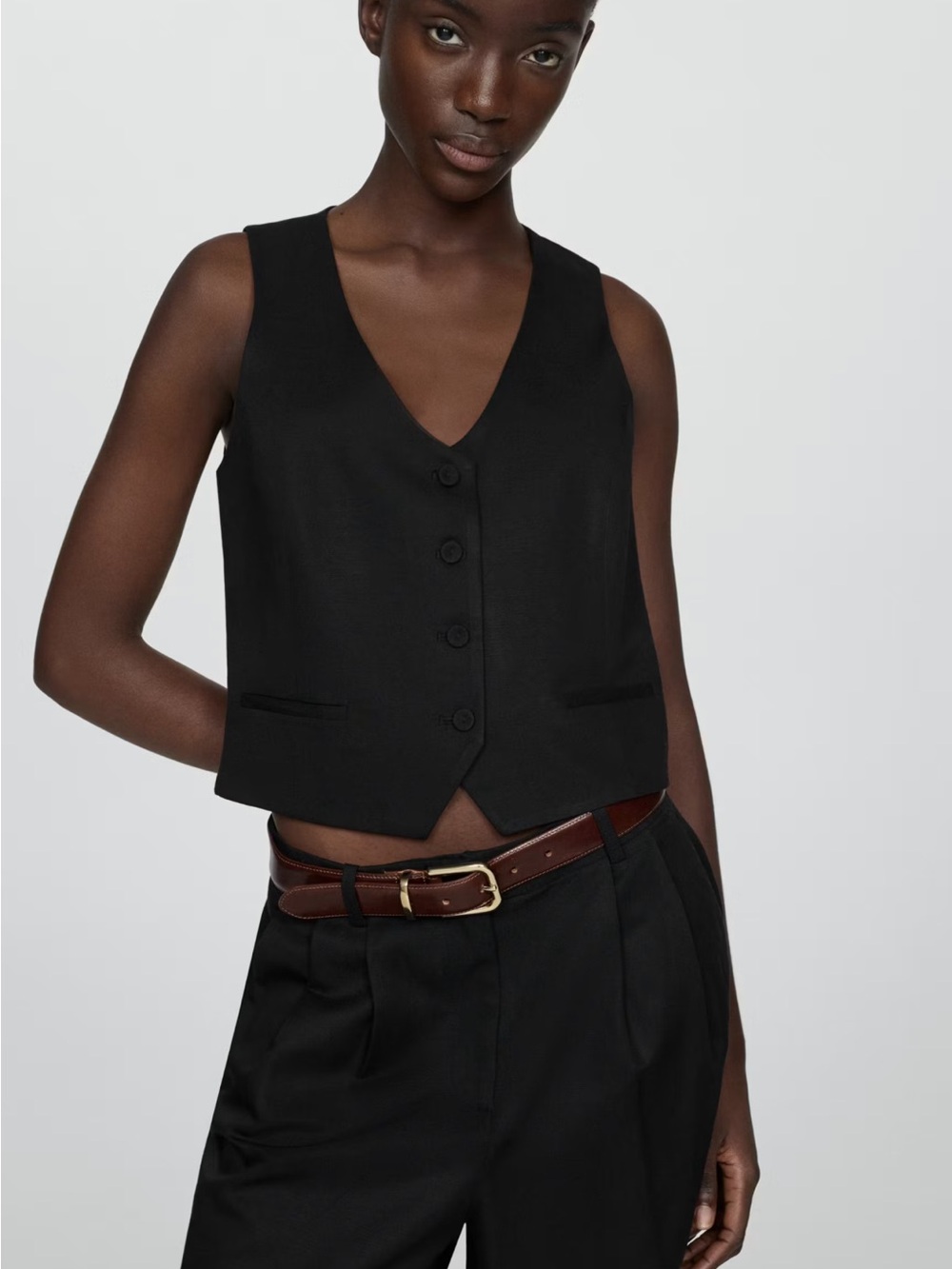 Mango V-Neck Button Front Vest